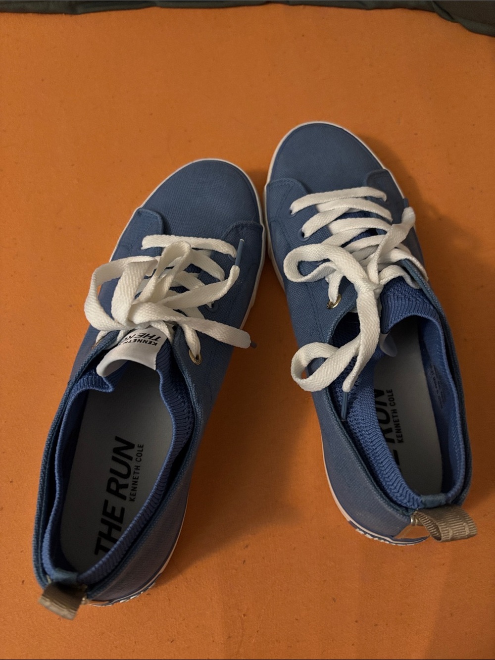 Kenneth Cole ladies Blue Canvas Sneakers with White Laces